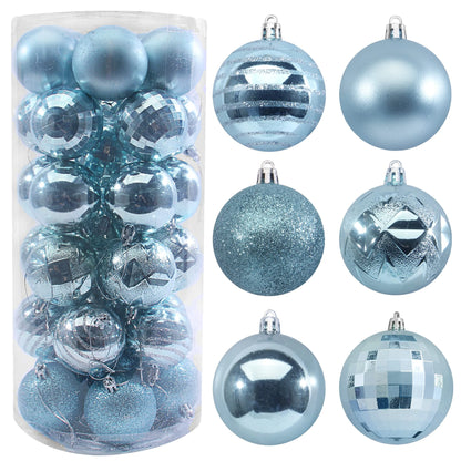 60mm/2.36in Pink Christmas Ball Ornaments Set 34 Pcs
