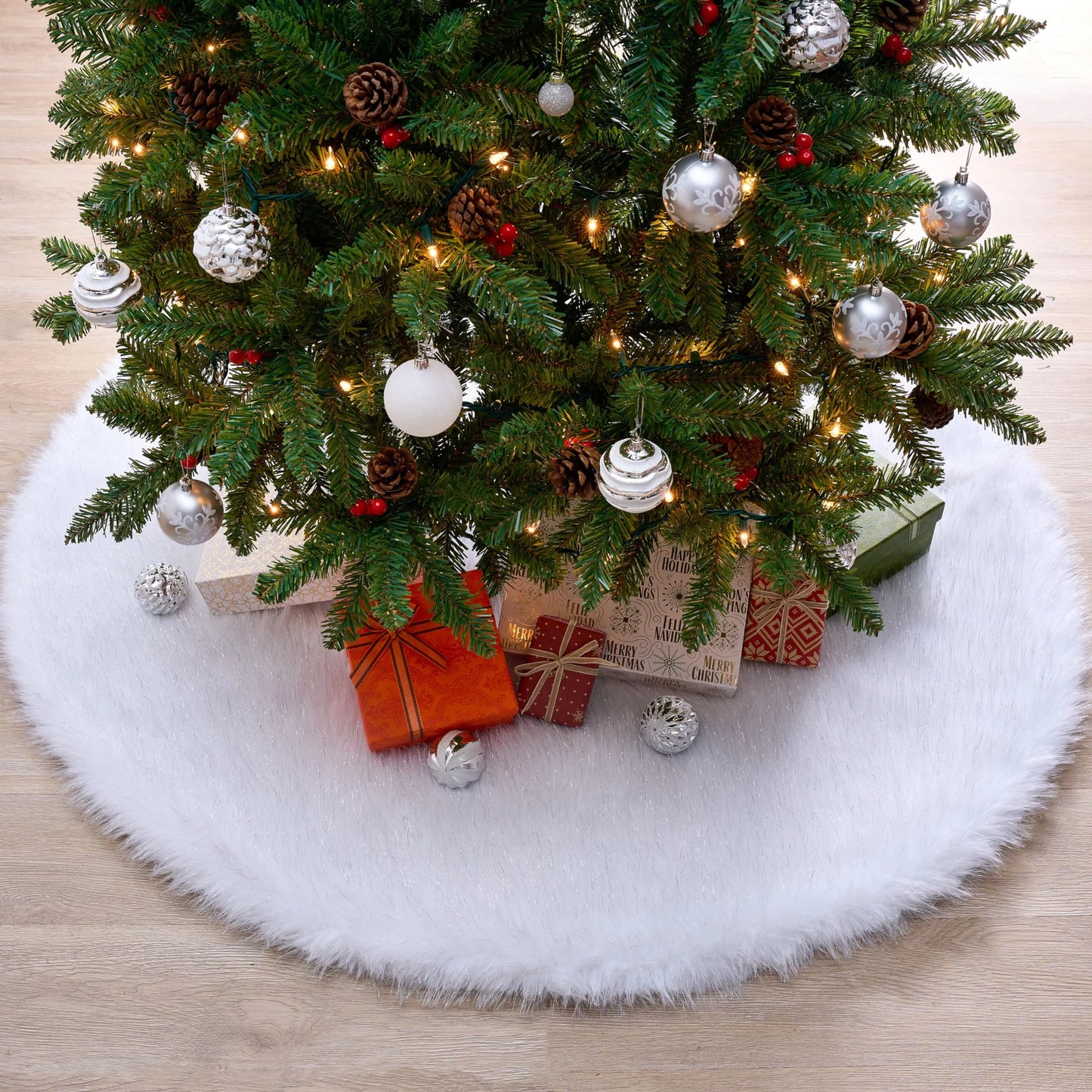 36 inch Faux Fur Christmas Tree Skirt  for Christmas Tree Decorations