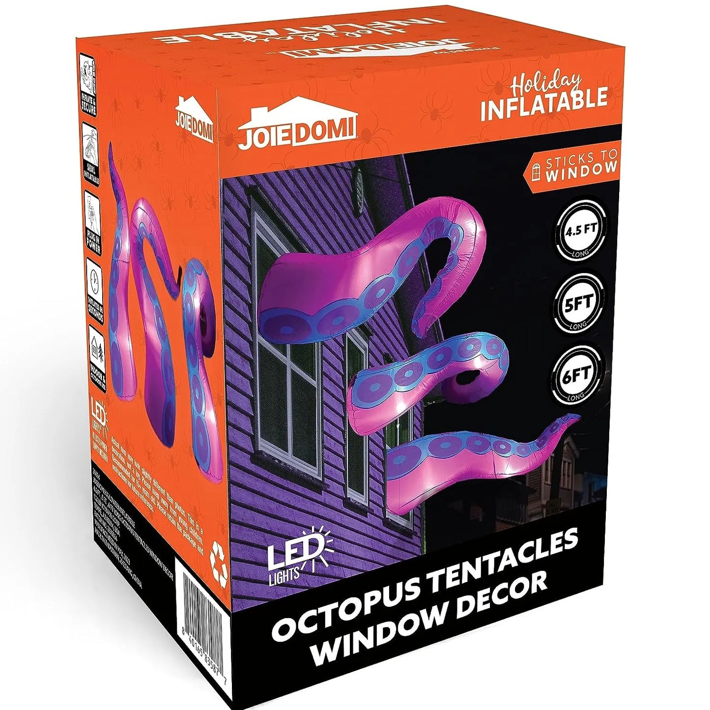 3Pcs LED Octopus Tentacle Halloween Inflatable Window Breaker, 4.5ft, 5ft, 6ft