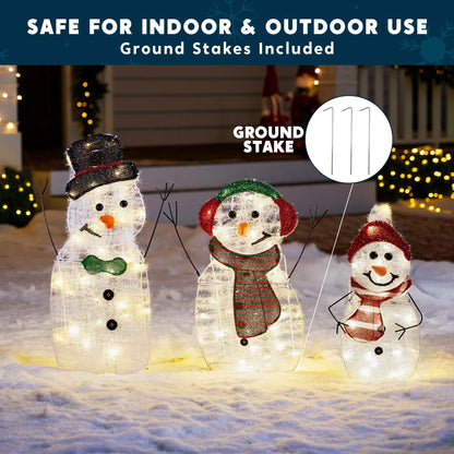 3 Pcs 2D Christmas Snowman Family Yard Light Decorations