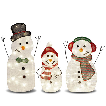 3 Pcs 2D Christmas Snowman Family Yard Light Decorations