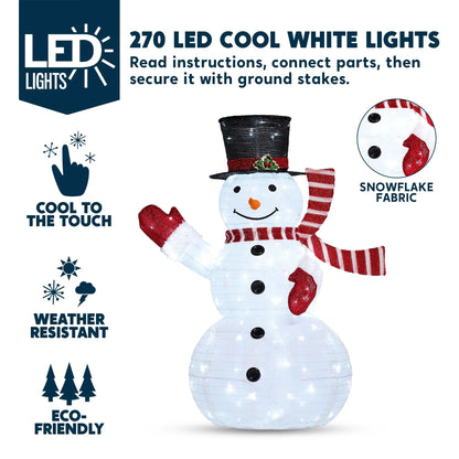 3Pcs 3D Christmas Collapsible Snowman with 270 Pre-Lit LED Cool White Lights