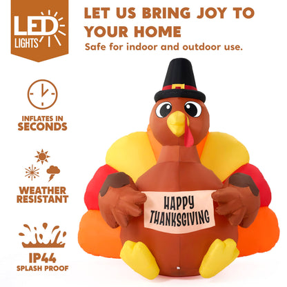 6FT Thanksgiving Inflatable Turkey Decoration Outdoor