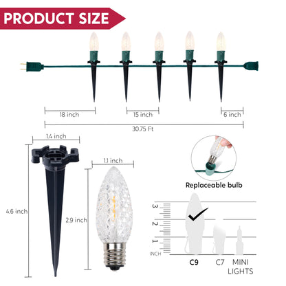 30.75FT C9 Christmas Pathway Marker Lights