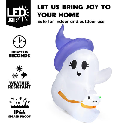 6FT Cute White Inflatable Ghost Walking Dog Decor