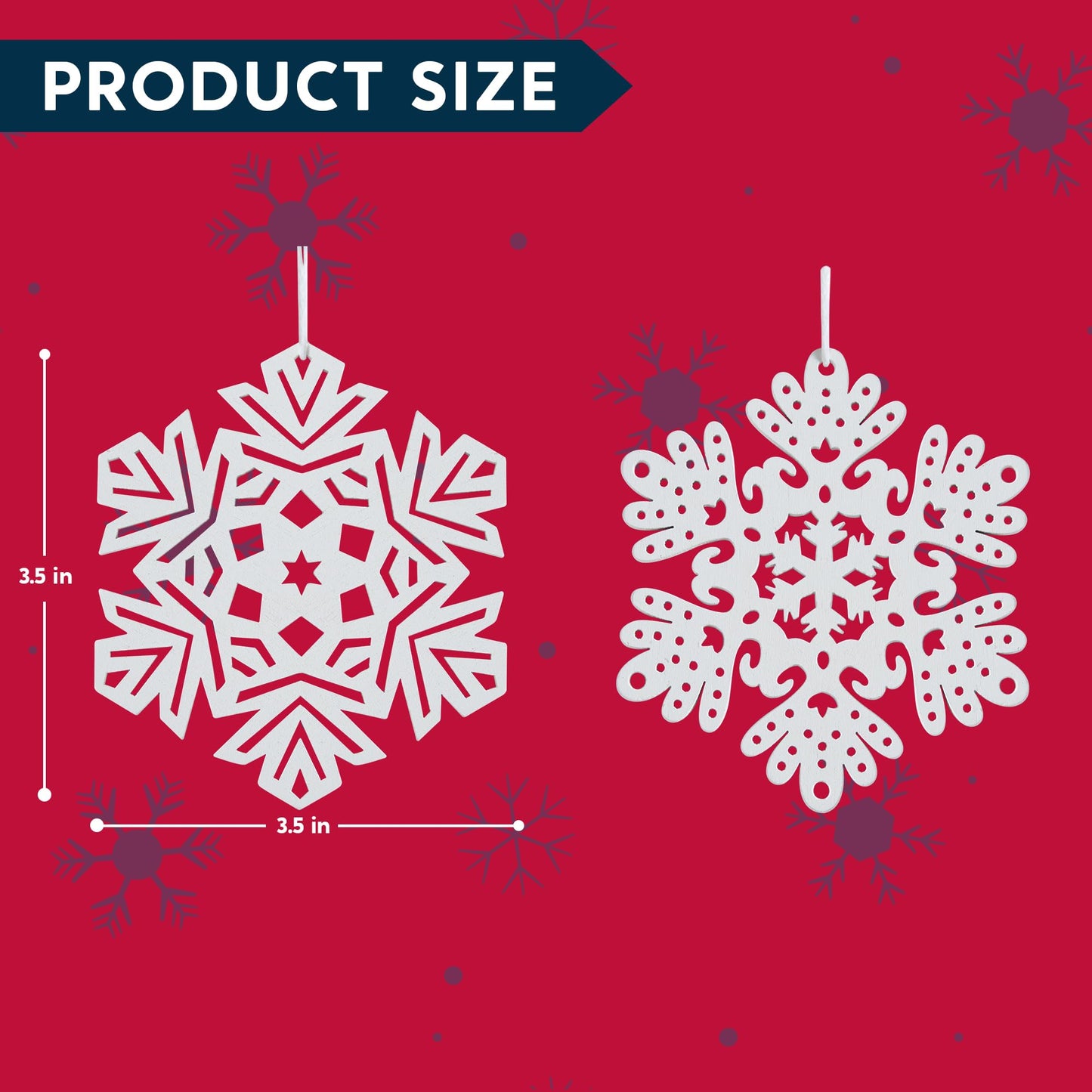 60pcs Christmas Wooden Snowflake Hanging Ornaments, 3.5'' White
