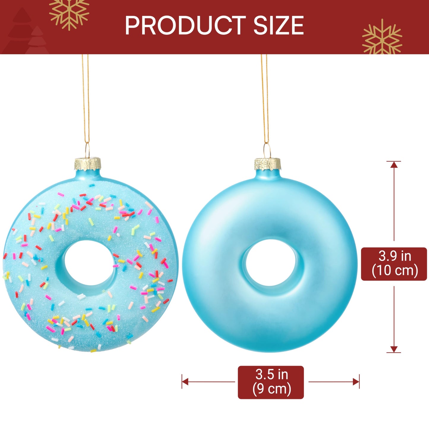 Donut Food Mini Christmas Ornaments Blue