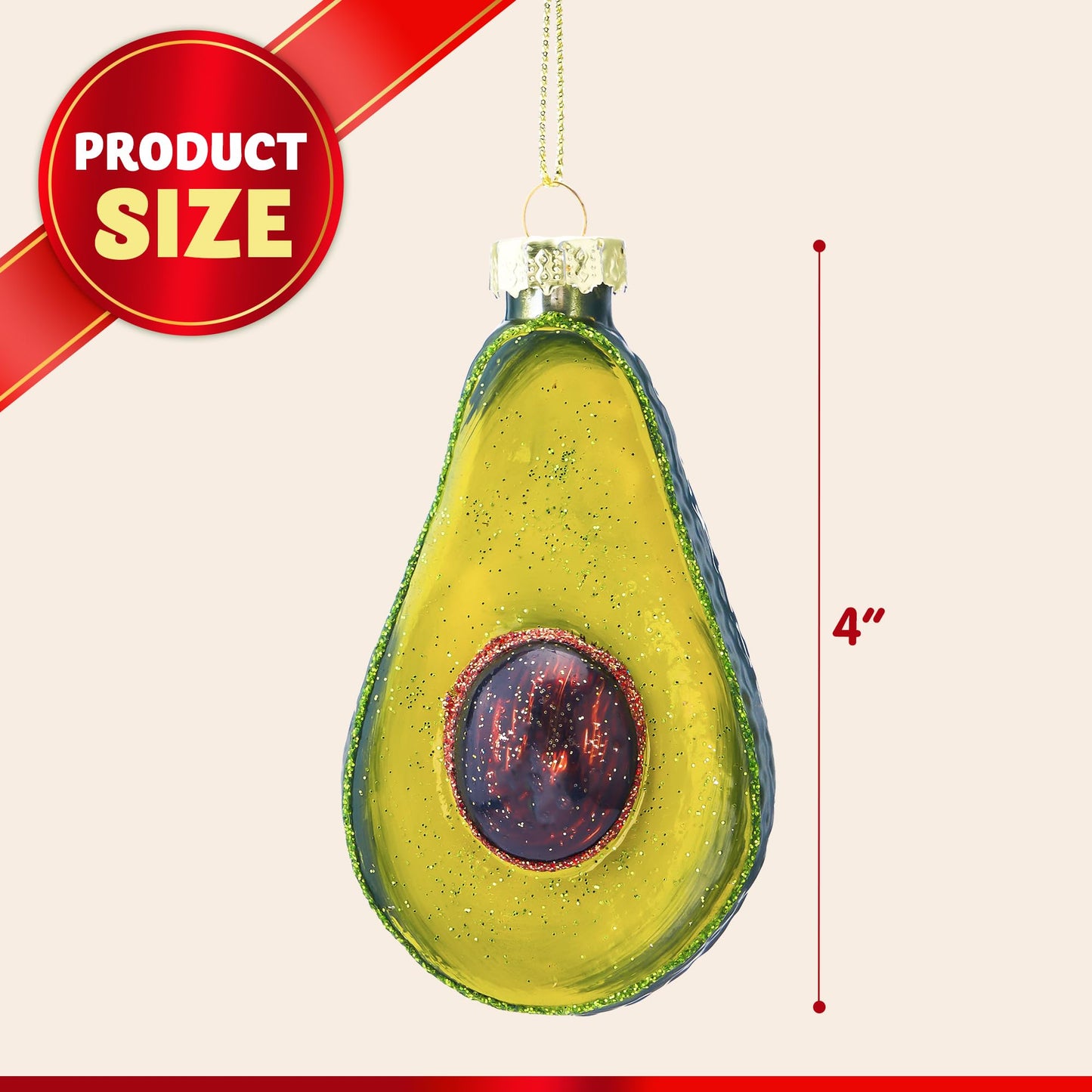 Christmas Avocado Glass Ornament