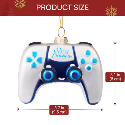 Mini Christmas White Video Game Controller Glass Small Ornament