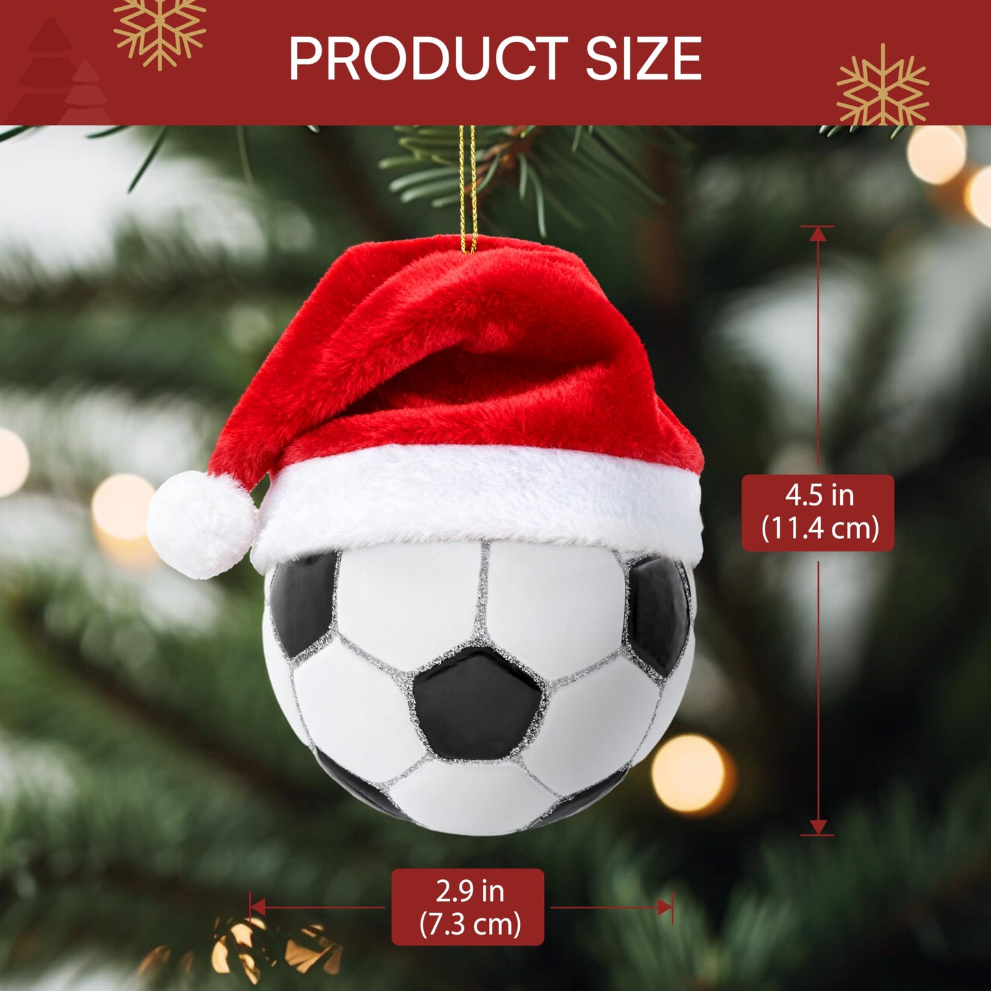 Christmas Soccer Glass Small Ornament