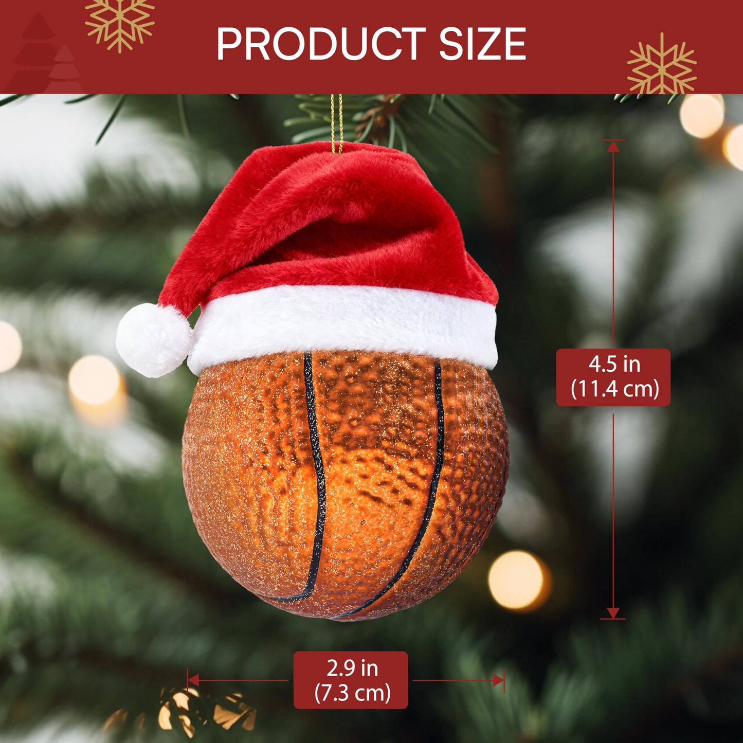 Mini Blown Christmas Basketball Glass Ornament