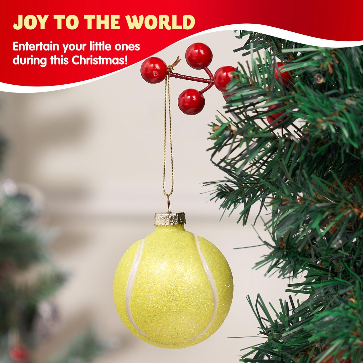 Tennis Balls Sports Blown Glass Small Funny Mini Christmas Ornaments for Christmas Tree