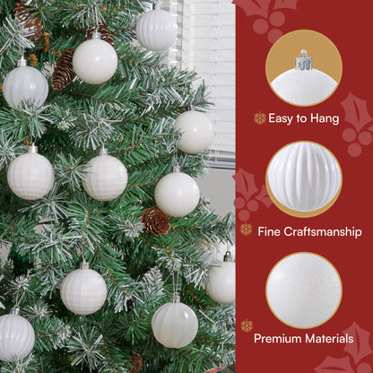 24 Pcs 2.36" White Christmas Balls Ornaments Set