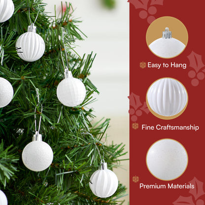 24 Pcs 1.6" White Christmas Balls Ornaments Set