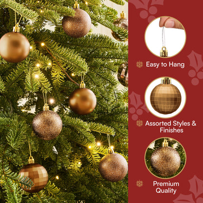 24 Pcs 2.36" Brown Christmas Balls Ornaments Set