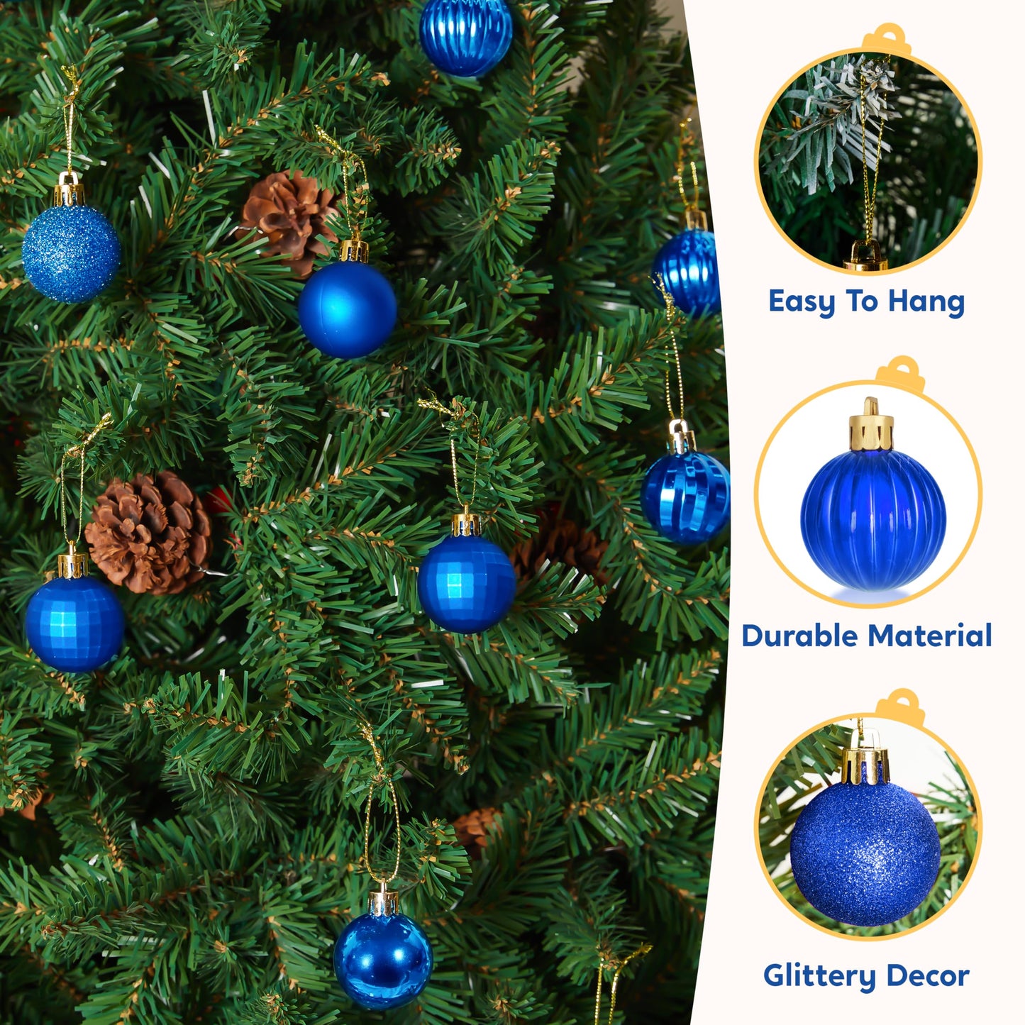 24 Pcs Blue Christmas Balls Ornaments