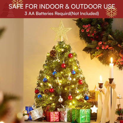 24 Inch/2FT Pre Lit Tabletop Mini Christmas Tree Decorations with Warm LED Lights