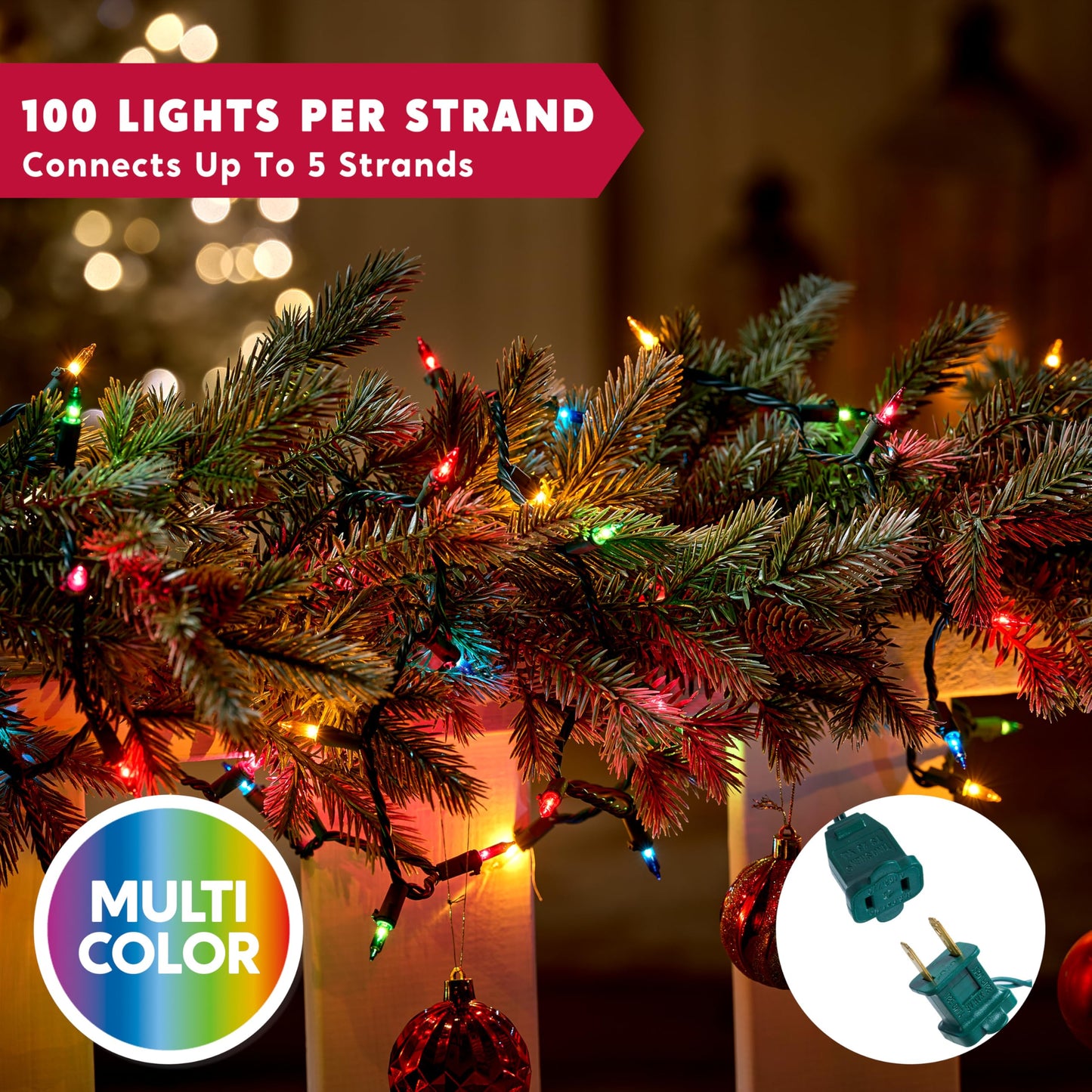100 Count 21.4FT Multicolor Christmas String Lights