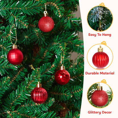 24 Pcs Red Christmas Balls Ornaments Set