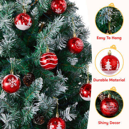 36 Pcs Red & White Christmas Ball Ornaments Set