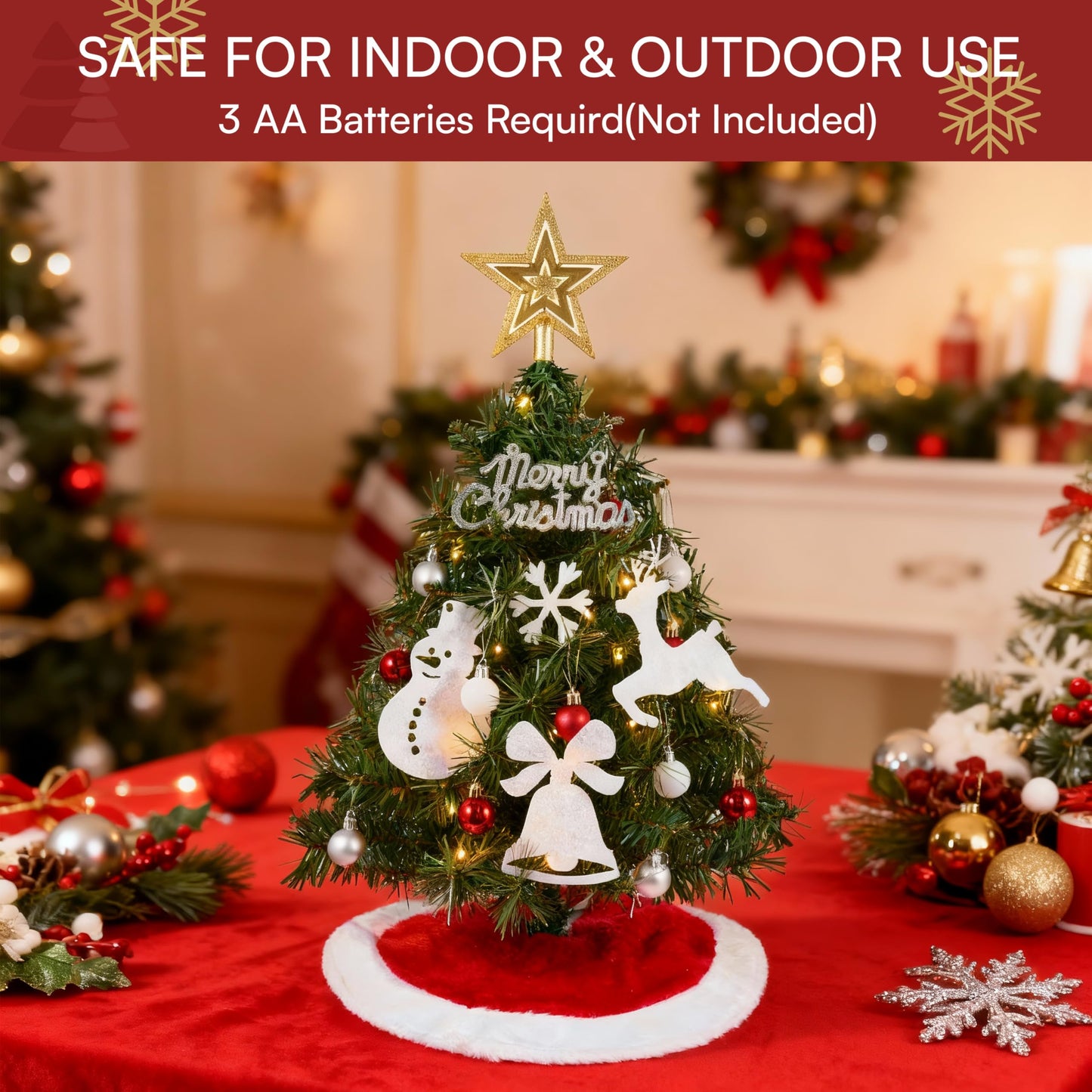 24"/2FT Small Christmas Tree with Lights & Tree Skirt