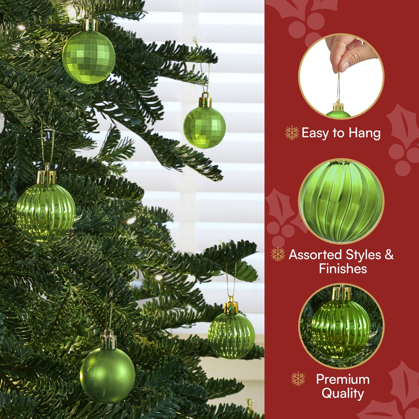 24 Pcs 1.6" Lime Green Christmas Balls Ornaments Set