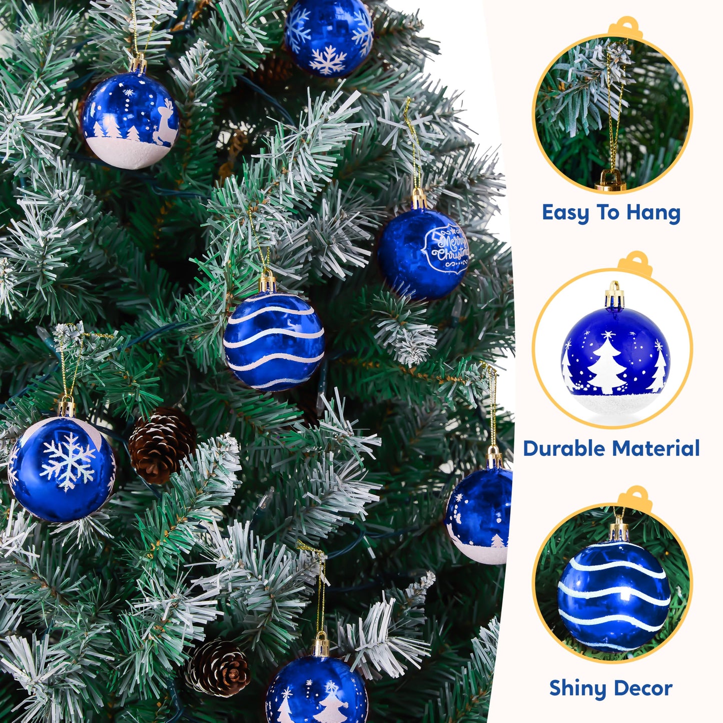 36Pcs Blue & White Christmas Ball Ornaments Set