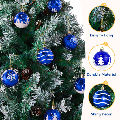 36Pcs Blue & White Christmas Ball Ornaments Set
