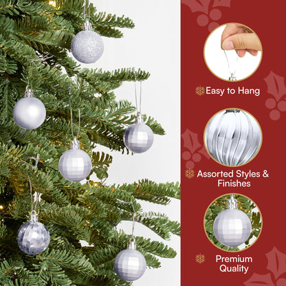 24 Pcs Silver Christmas Balls Ornaments Set