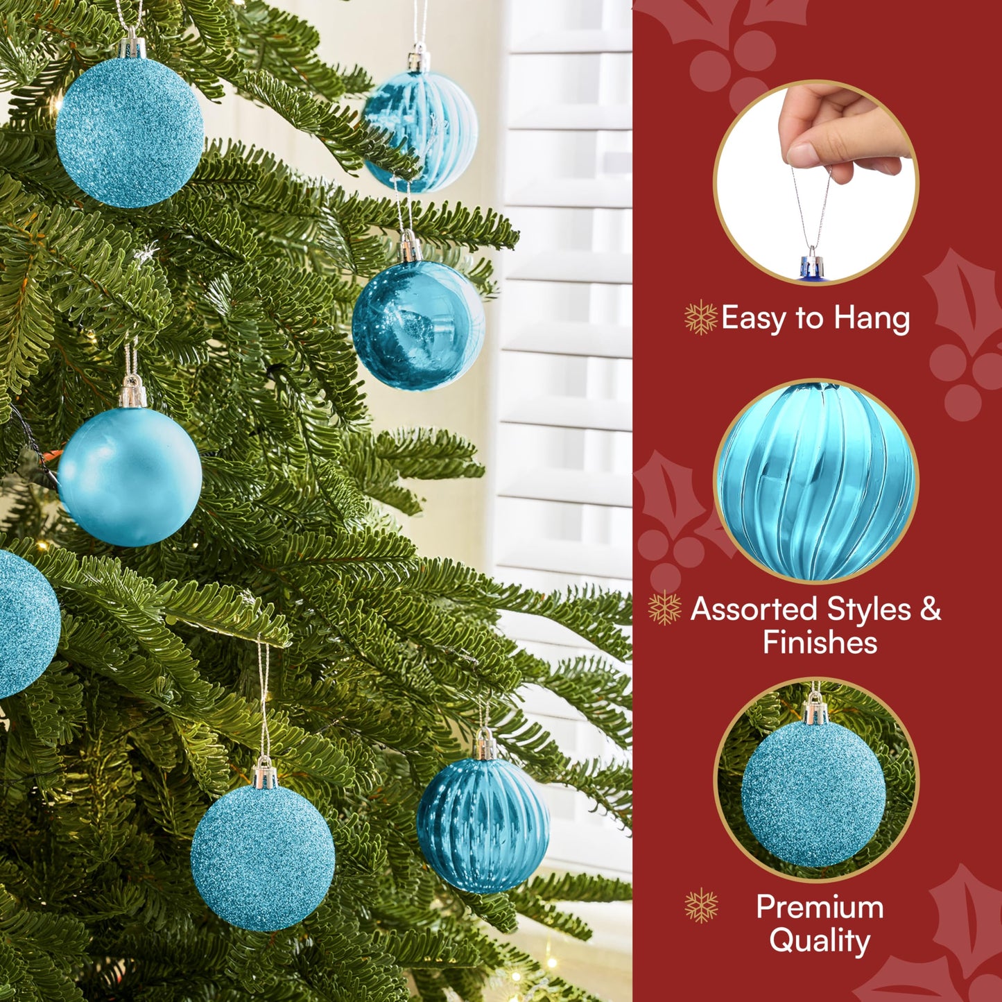 24 Pcs Baby Blue Christmas Tree Ornaments Set