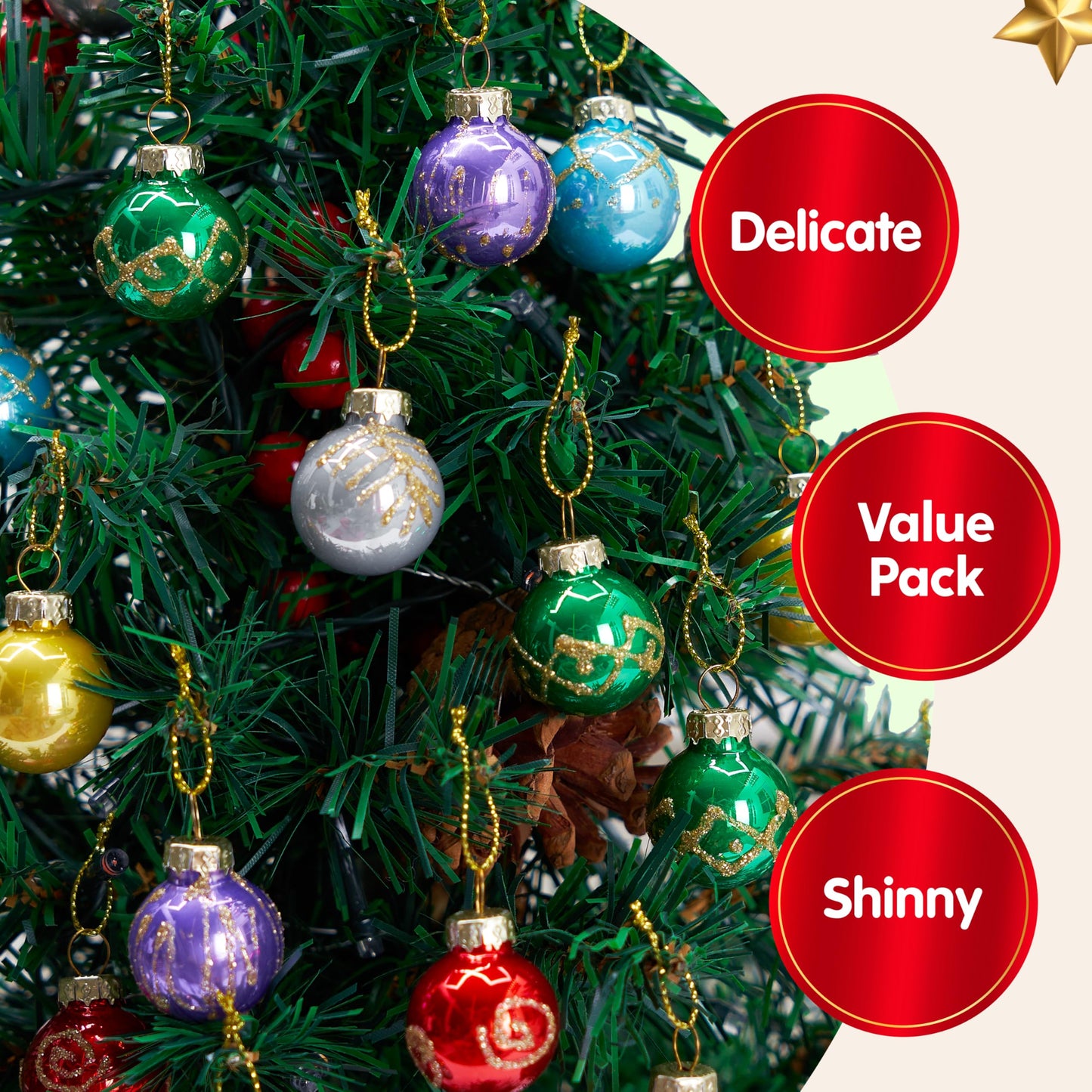 36 Pcs Christmas Colorful Mini Ball Ornament Set