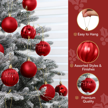 24 Pcs Red Christmas Balls Ornaments Set