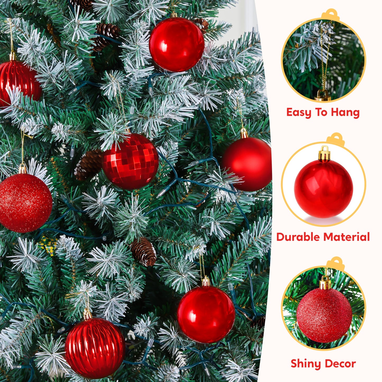 18 Pcs Red Christmas Ball Ornaments