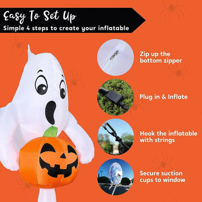 Joiedomi 4.5 FT Halloween Inflatable Ghost Broke Out from Window