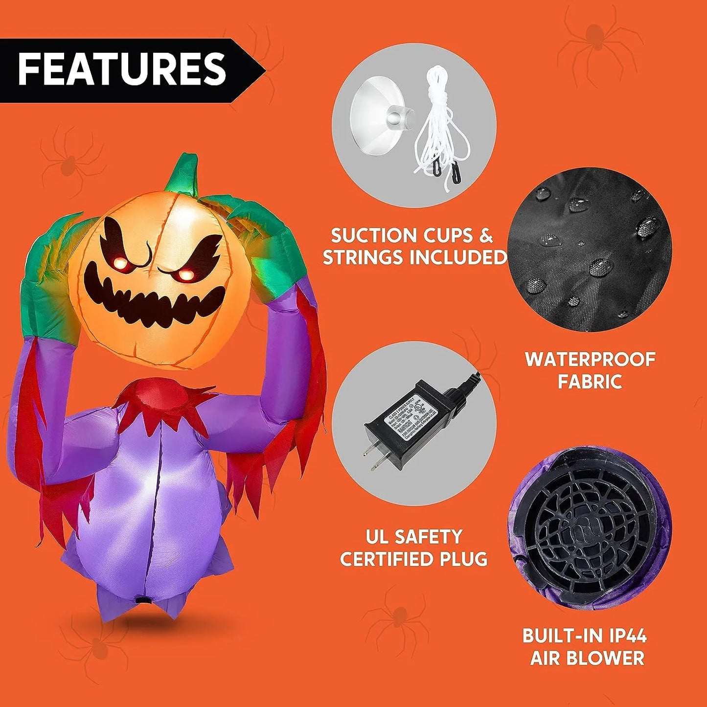 Joiedomi 4.5 FT Tall Halloween Inflatable Pumpkin Ghost Broke Out