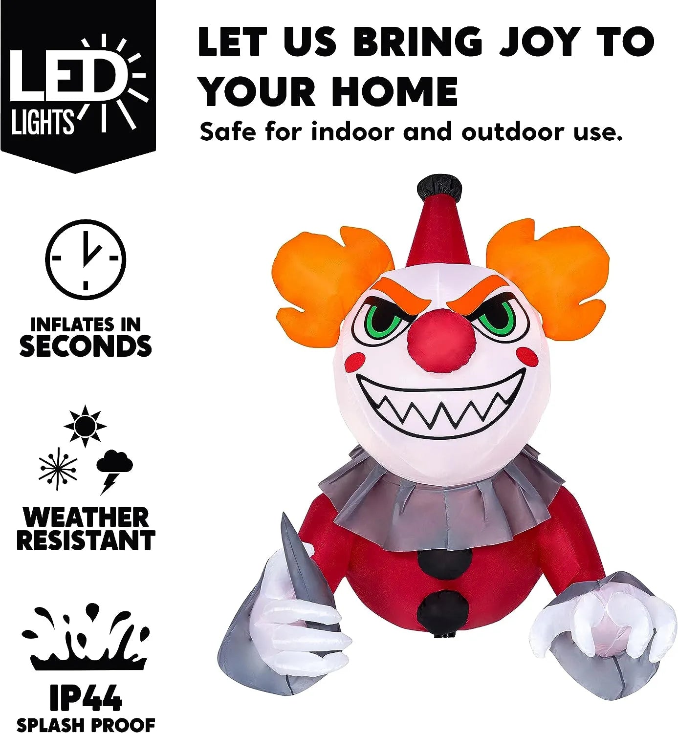 Joiedomi 4.5ft Killer Clown Window Breaker Inflatable Decoration