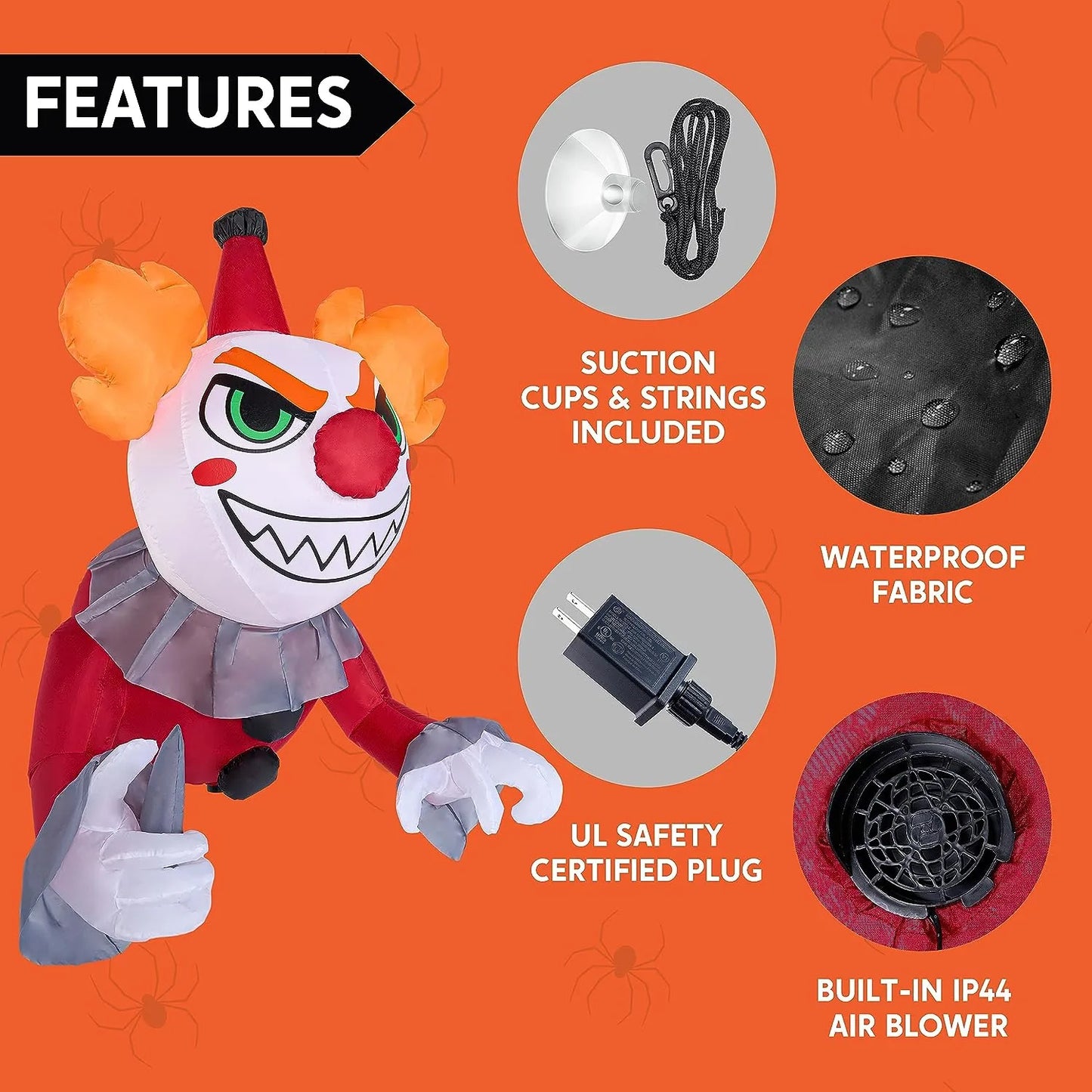 4.5ft Killer Clown Window Breaker Inflatable Decoration