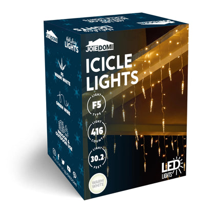 416 LED Warm White Christmas Icicle Lights 78 Meteor Drops