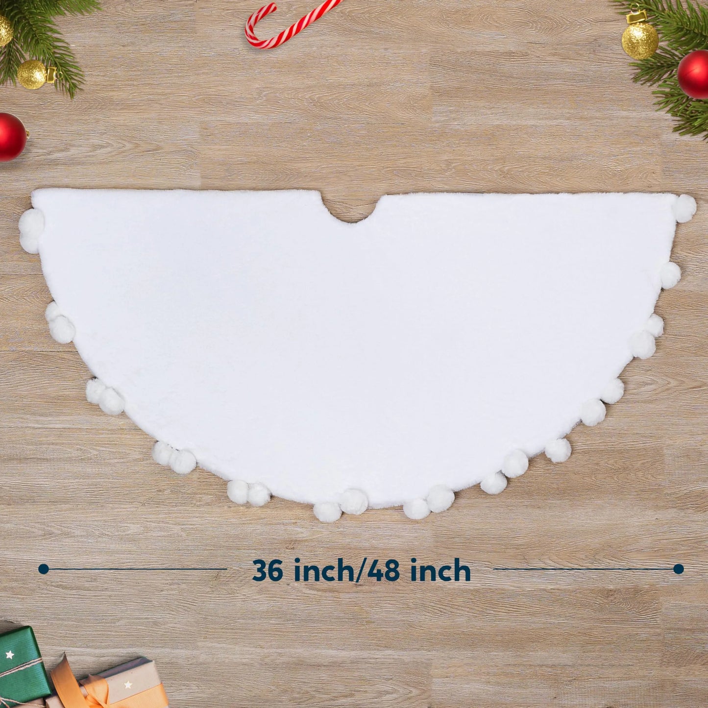 48 inch Faux Fur Christmas Tree Skirt for Xmas Tree Decorations