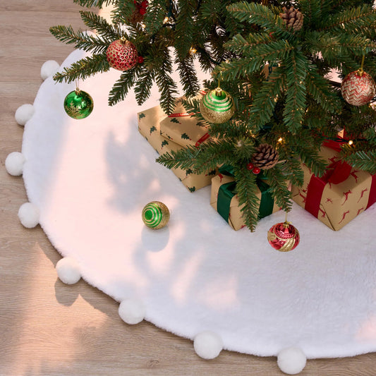 48 inch Faux Fur Christmas Tree Skirt for Xmas Tree Decorations