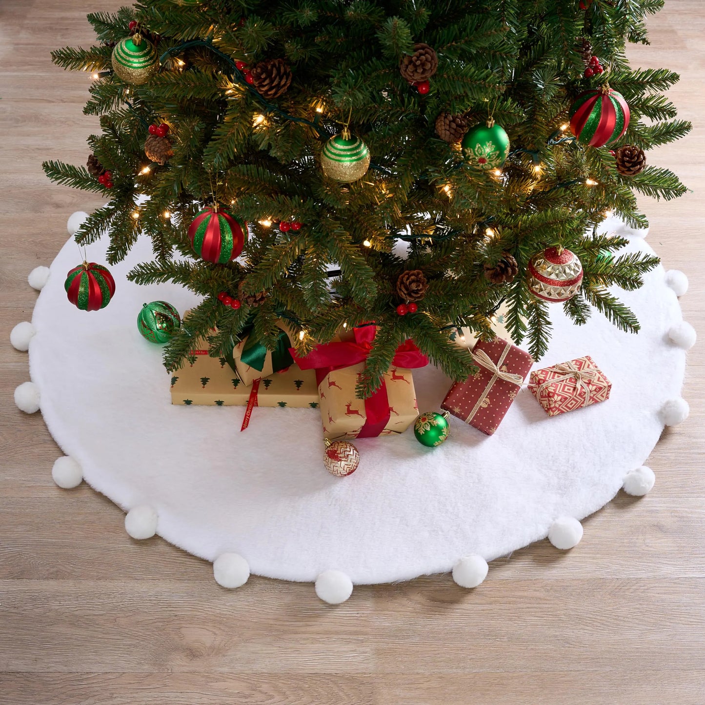 48 inch Faux Fur Christmas Tree Skirt for Xmas Tree Decorations