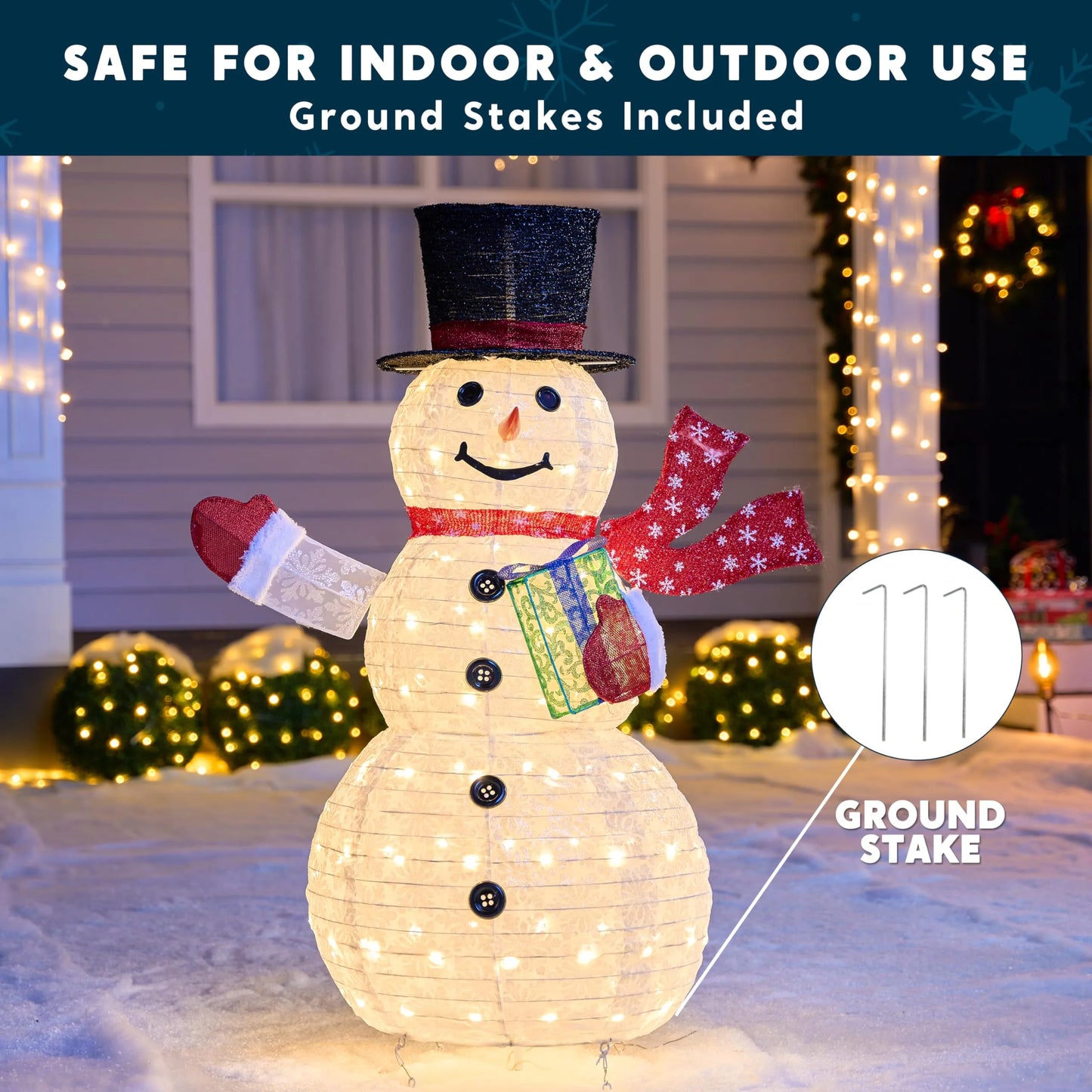 4 FT Christmas Collapsible Snowman Yard Light Decorations