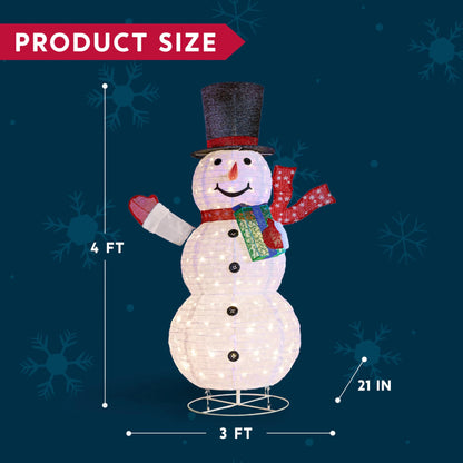 4 FT Christmas Collapsible Snowman Yard Light Decorations