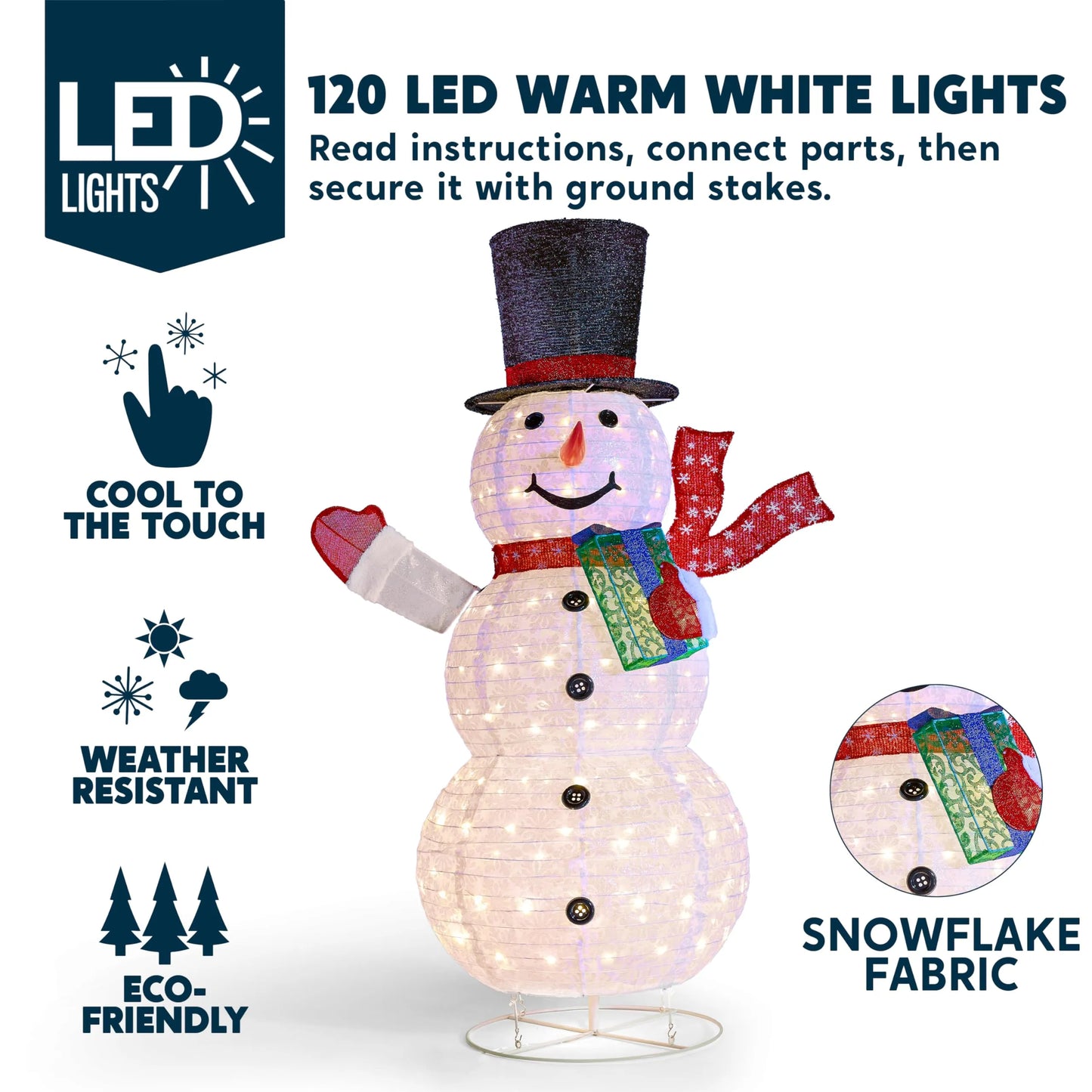 4 FT Christmas Collapsible Snowman Yard Light Decorations