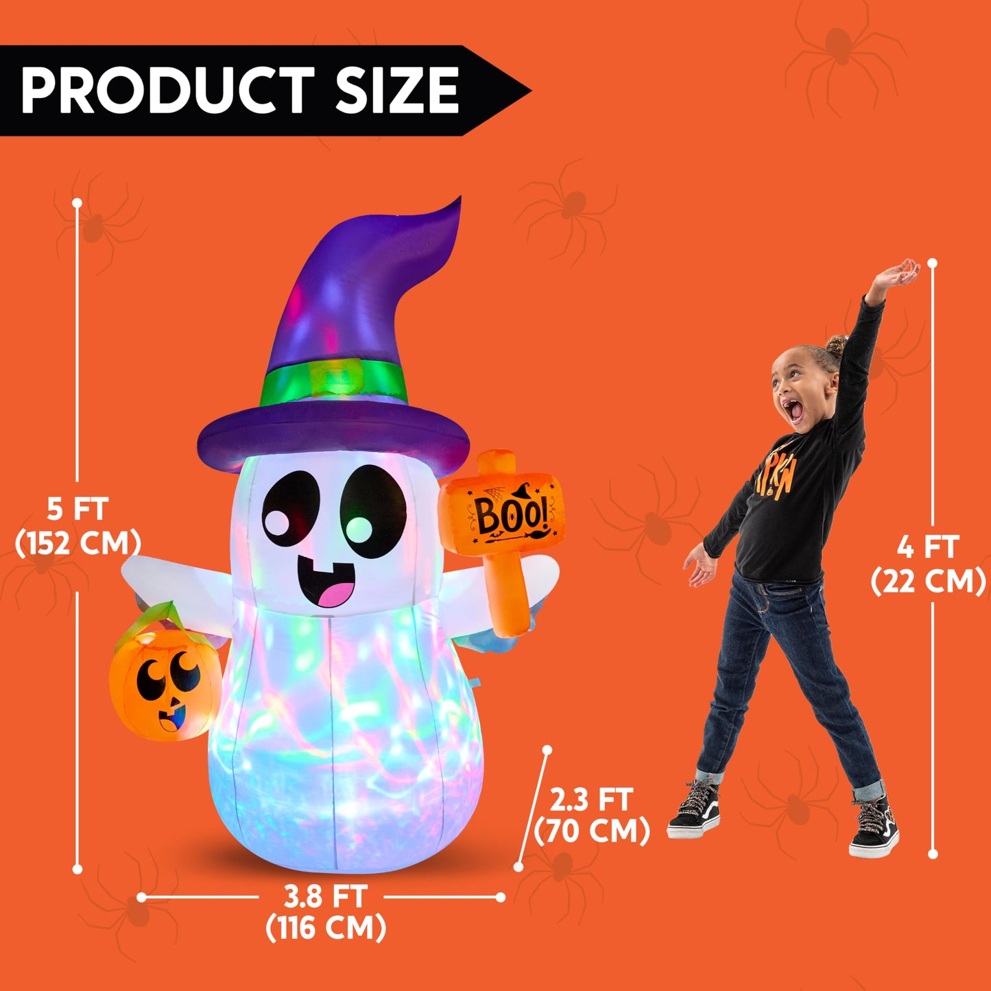 5 FT Halloween Inflatables Ghost Outdoor Decorations