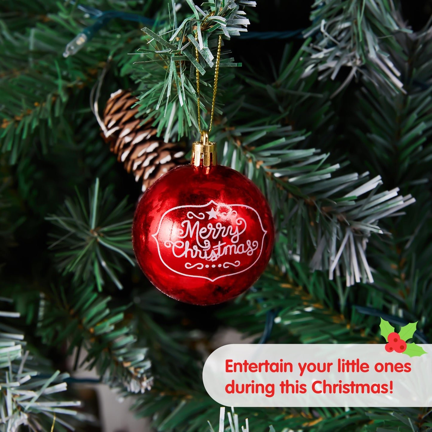 36 Pcs Red & White Christmas Ball Ornaments Set