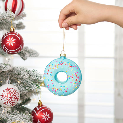 Donut Food Mini Christmas Ornaments Blue