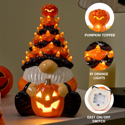 Halloween Decoration Pumpkin Gnome Ceramic Tree