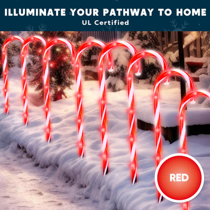 12 Pcs Christmas Candy Cane Pathway Markers Lights