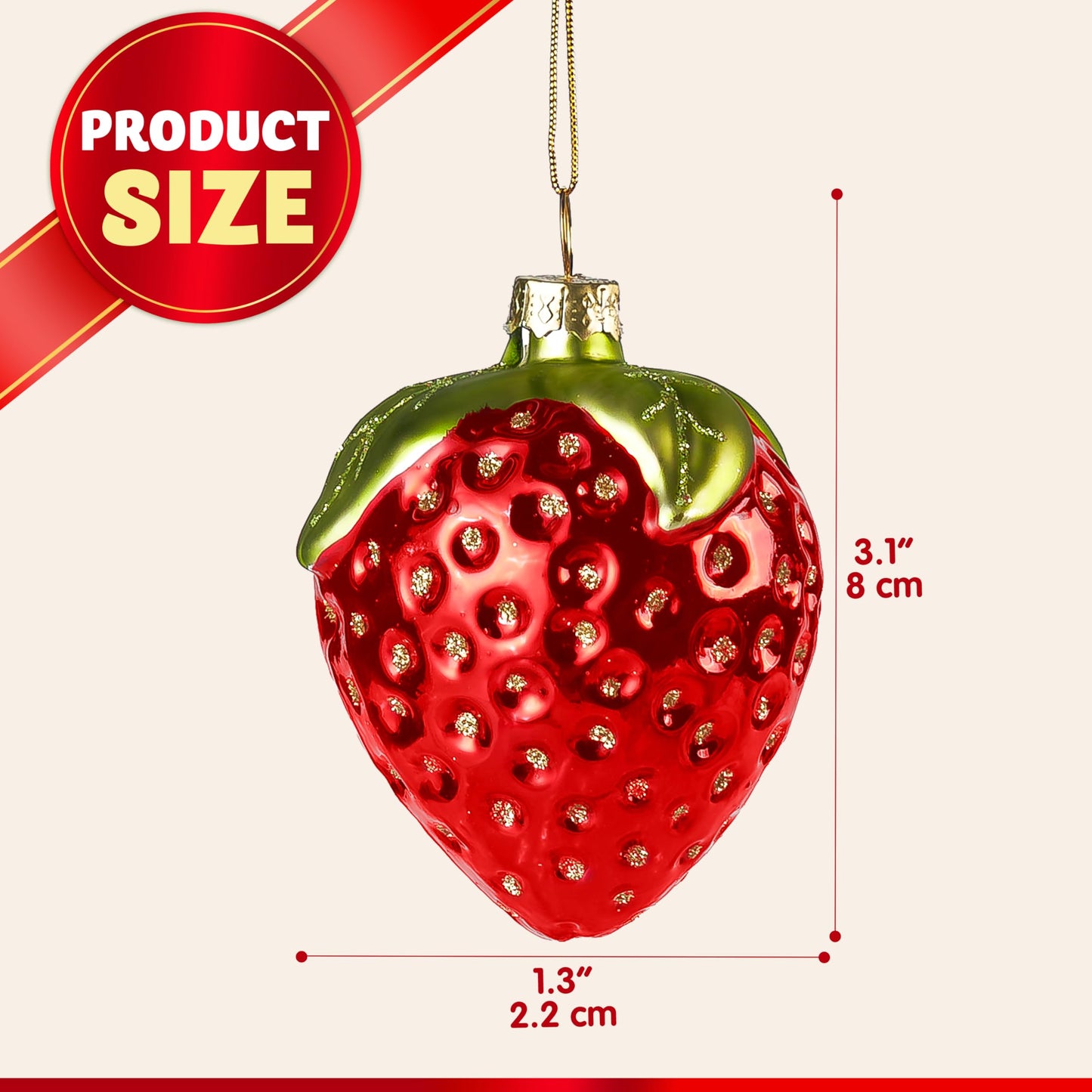 Strawberry Fruit Blown Glass Mini Christmas Ornaments for Christmas Tree Hanging Small Ornament Outdoor Christmas Decorations Indoor